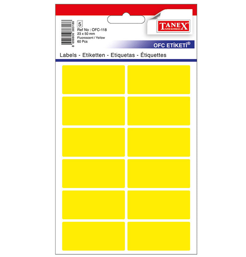 ETICHETE 23*50MM COLTURI ROTUNDE GALBENE 60/SET TANEX ETICHETE 23*50MM COLTURI ROTUNDE GALBENE 60/SET TANEX